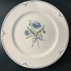 ‘Dijon’ Fitz & Floyd Blue Flower Dinner Plates (10.5in) Set 4 VTG Japan